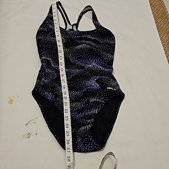 Speedo One Piece Black and Navy Swimsuit 8 - Picture 5 of 8